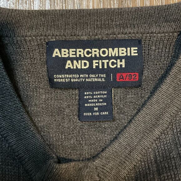 Vintage Abercrombie & Fitch Sweater Mens Medium Pullover Y2K 90s Ribbed V neck - Picture 3 of 6